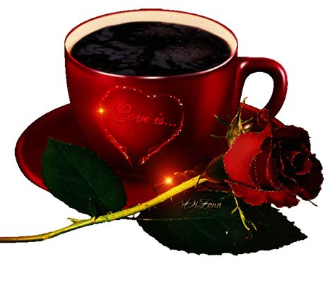 Tasse De Cafe Rose Rouge Image Animated