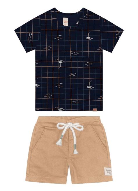 Conjunto Infantil Camiseta Bermuda Azul Trick Nick