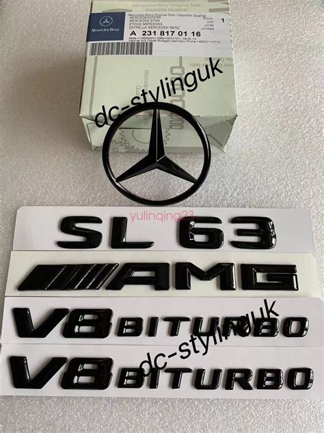 Gloss Black Rear Star Badges Emblems For Mercedes Sl Amg R Ebay