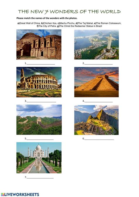 7 World Wonders Seven Wonders English Activities Fun Activities