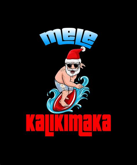 Mele Kalikimaka Christmas Santa Shaka Hawaii Surfing Drawing By