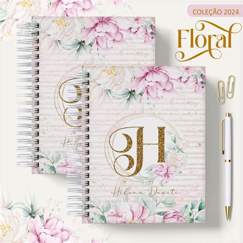 Arquivo Digital Agenda Floral Alfabeto Rosa 03 2024 Elo7