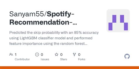 GitHub Sanyam55 Spotify Recommendation System Predicted The Skip