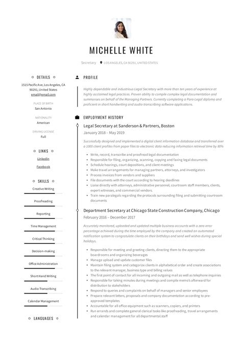 Secretary Resume And Writing Guide 12 Template Samples Pdf