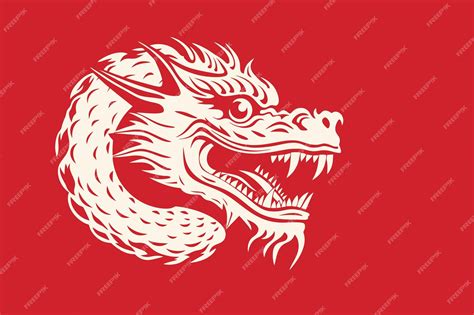 Premium Vector Chinese Dragon Symbol Red Background