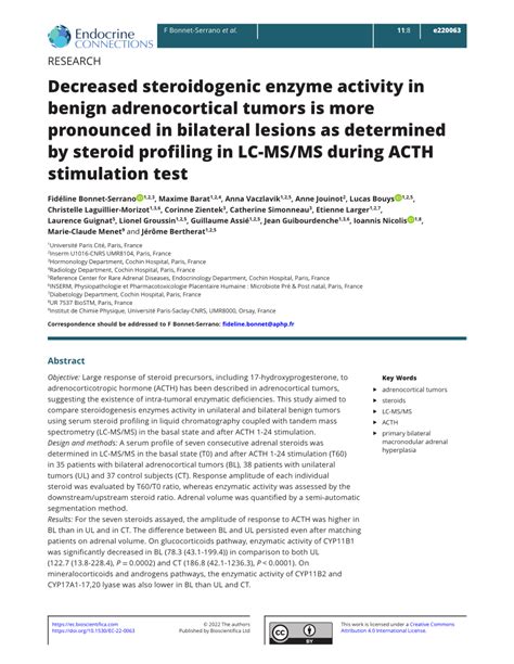 Pdf Decreased Steroidogenic Enzyme Activity In Benign Adrenocortical