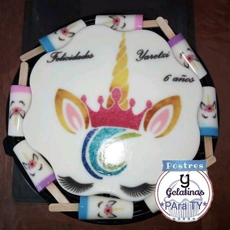 Unicornio De Flor Con Gelapaletas Gelatinas Postres Personalizar