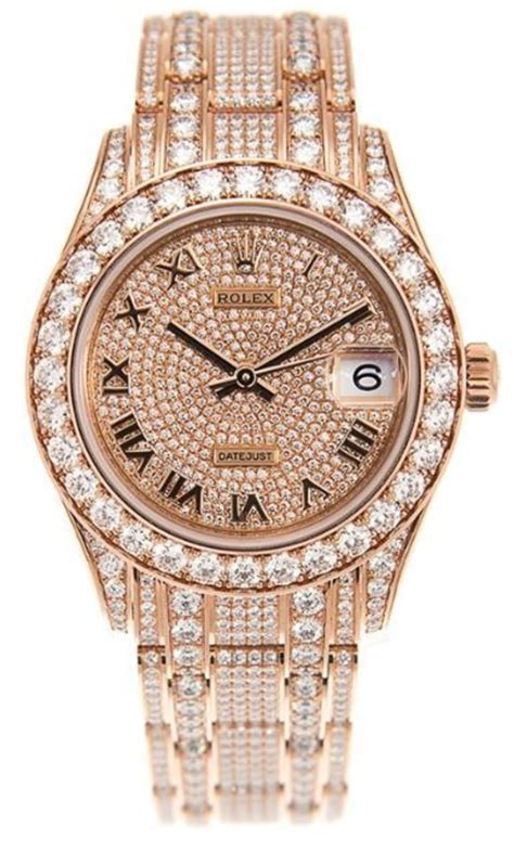 Rolex Pearlmaster Rose Gold Diamond Paved Women's Watch M81405RBR-0001