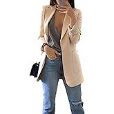 Minetom Damen Elegant Langarm Blazer Sakko Einfarbig Slim Fit Revers