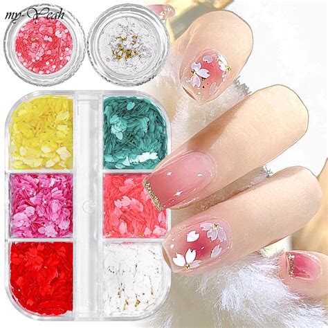 Myyeah Cherry Blossom Heart Sequins Spring Nail Art