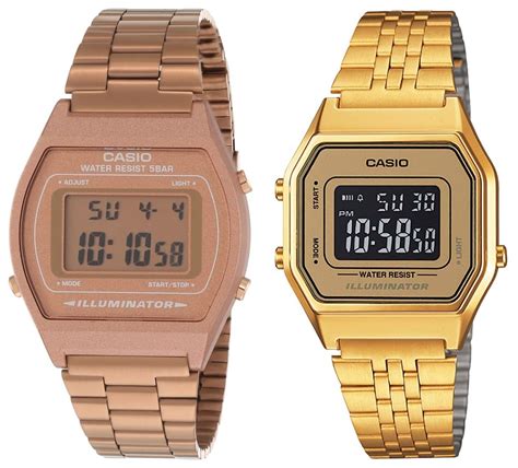 casio women stainless steel vintage series digital gold  rose gold