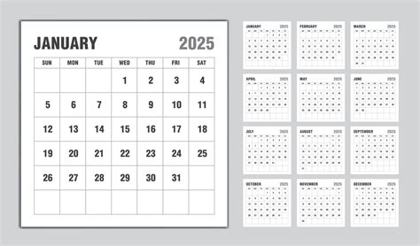 Calendar 2025 Year Black Design Monthly Calendar Template For 2025