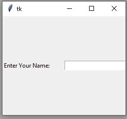 Python Tkinter Entry Single Line Text Box Widget