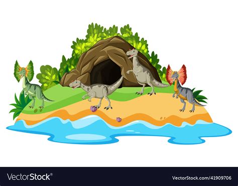 Scene With Dinosaurs On Island Royalty Free Vector Image