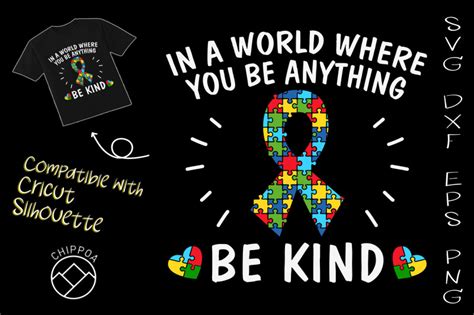 Be Kind Autism Awareness Ribbon By Chippoadesign Thehungryjpeg