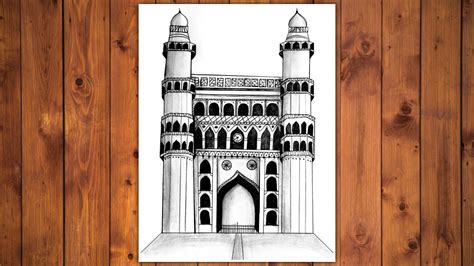 Charminar: A Historical Monument Captured in Pencil Sketch