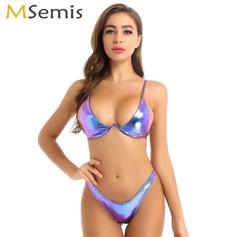 Wetlook Bikini Hologr Fico Para Mujer Traje De Ba O Sexy Con Sujetador