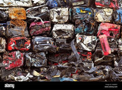 Crushed Scrapped Cars Piled Up Hi Res Stock Photography And Images Alamy