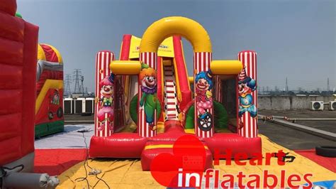 Clown Bouncy Slide Heart Inflatables Factory