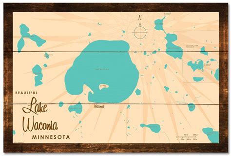 Lake Waconia Minnesota Rustic Wood Sign Map Art Etsy