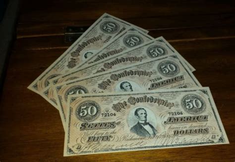 Lot Of 5 Whitman Publishing Confederate Play Money Vintage 50 Bills Antique Price Guide