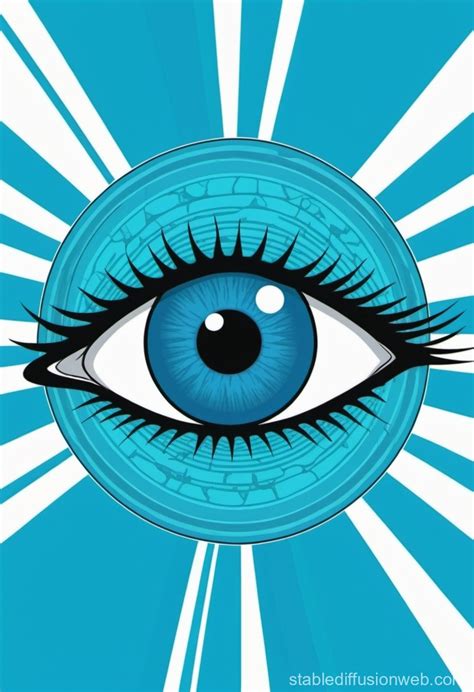 Create A Pop Art Style Drawing Of A Greek Evil Eye Using Colors Blue