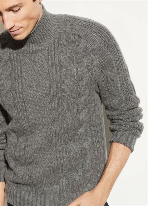 Wool Cashmere Cable Turtleneck For Men Vince Cashmere Men Sweater Turtle Neck