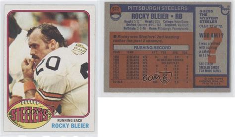 1976 Topps 522 Rocky Bleier Pittsburgh Steelers Football Card Ebay