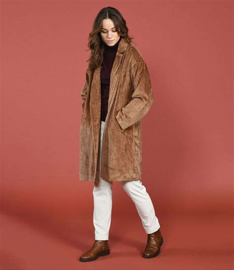 Manteau Liv Velours Camel En Coton Pour Femme Storiatipic