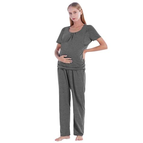 Valcatch Womens Maternity Nursing Pajama Set Breastfeeding Sleepwear Set Double Layer Short