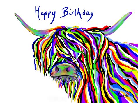 Happy Birthday Highland Cow Card Popular Greetings Card Etsy Uk