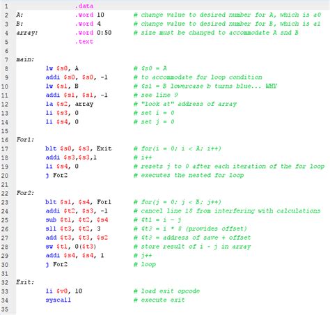 C Using Nested For Loops And An Array In Mips Stack Overflow