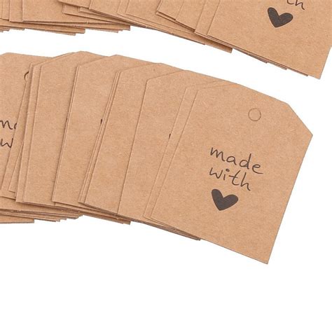 100pcs Made With Love Sign Paper Tag Wedding Party Grandado