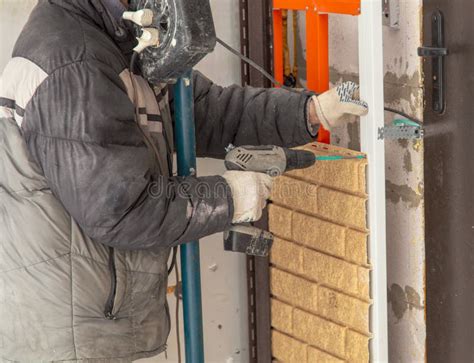 Installing Brick Siding on the Wall of the House Stock Photo - Image of ...