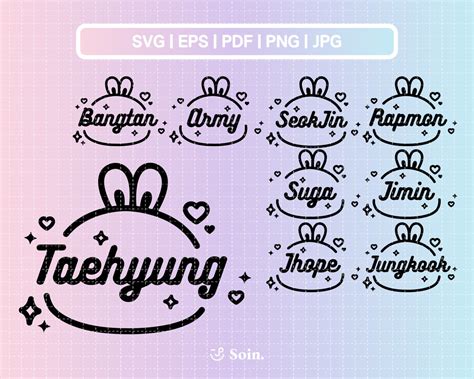 Bts Svg Eps Pdf Png Bts Member Lightstick Stickers Etsy