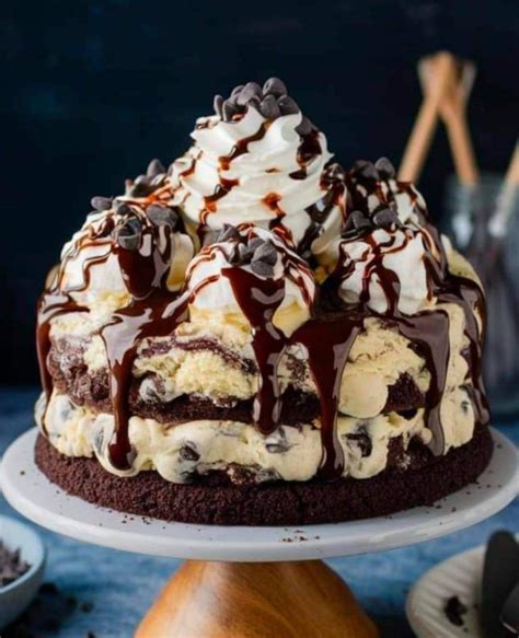 Decadent Chocolate Chip Cookie Dough Ice Cream Cake Delight Recipe