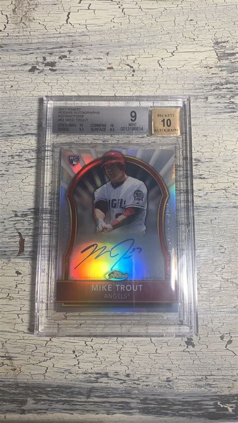 Mike Trout Topps Finest Rookie Refractor Auto Bgs Ebay