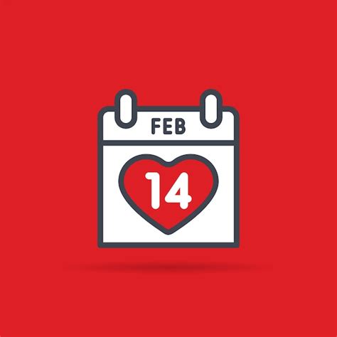 Premium Vector Valentines Day Calendar February 14th Illustration