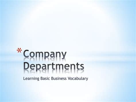 Company Departments Esl Vocabulary Ppt