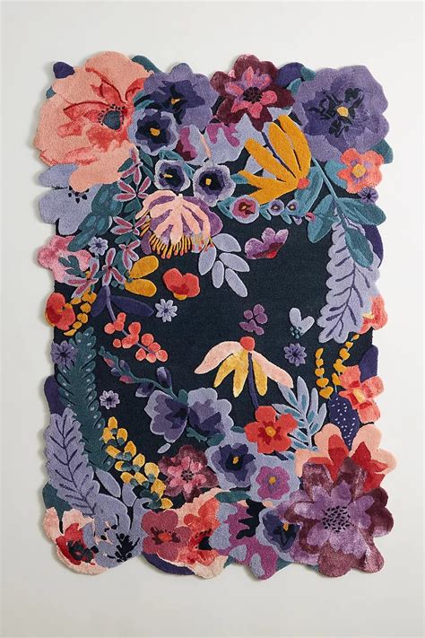 New Authentic Floral Design Hand Tufted Jardin Rug Navy Pink Etsy