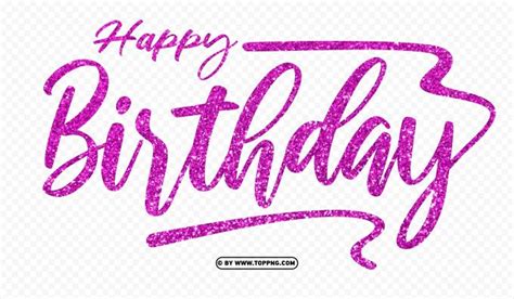 Happy Birthday Text With Pink Glitter Effect On White Background Hd