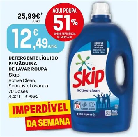 Promoção DETERGENTE LÍQUIDO P MÁQUINA DE LAVAR ROUPA Skip Active Clean