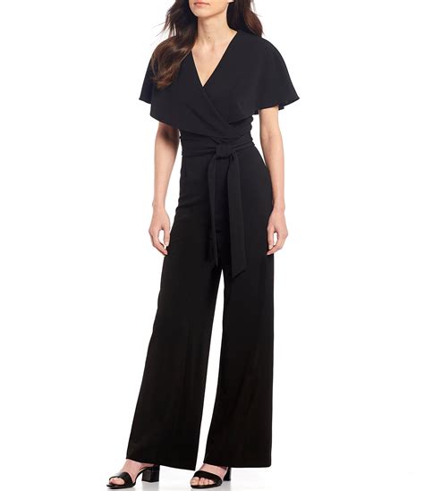 Alex Marie Beth Wrap Cape Sleeve Machine Washable Jumpsuit Dillard S Black Tie Party Dress