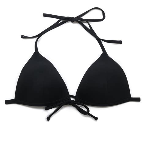 Relleciga Damen Bademode Bikini Top Push Up Triangel Oberteil Schwarz