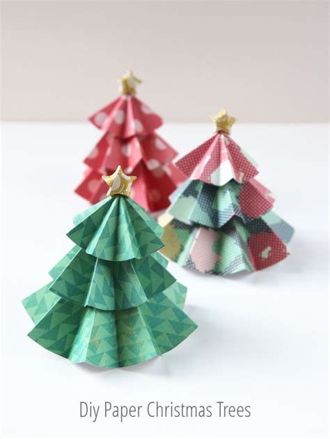 Diy Paper Christmas Trees Topped With Origami Stars Gathering Beauty