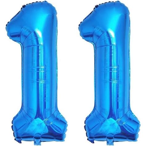 40 Pouces Foil Ballons Chiffre 11 Bleu 101Cm Gonflable Hélium Ou Air