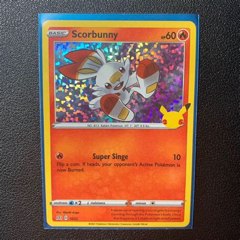 On Hand Pokemon 25th Anniversary McDonalds HOLO Scorbunny 16 25