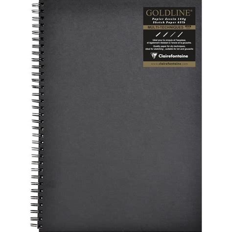 C Carnet Spiral Goldline Feuilles Papier Dessin Noir A