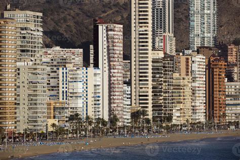 the coast and high rise skyline of benidorm 21861573 Stock Photo at ...