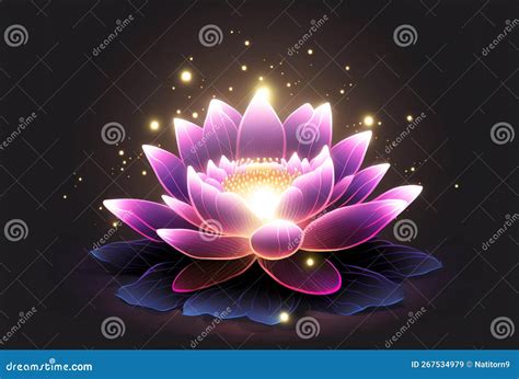 Pink And Light Purple Lotus Flower In Full Bloom With Purple Light